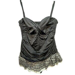 24th & Ocean Womens Baha Sweetheart Bandeau One Piece Swimdress Size 20W Black